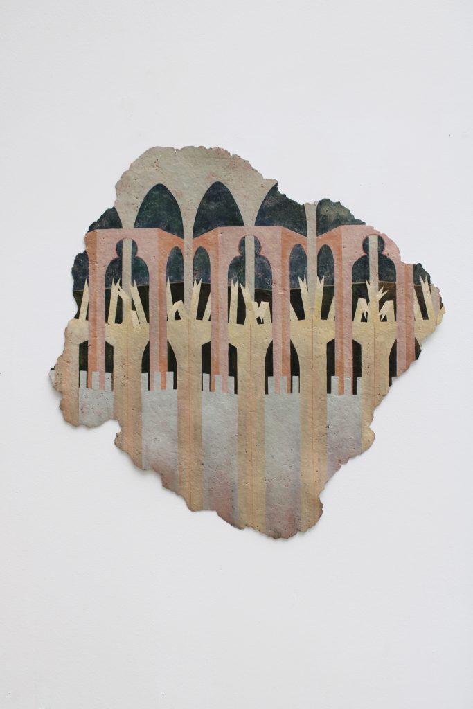 Janet Rady Fine Art - Megan Rea - Fierce Embrace, oil on handmade paper, 55cmx55cm