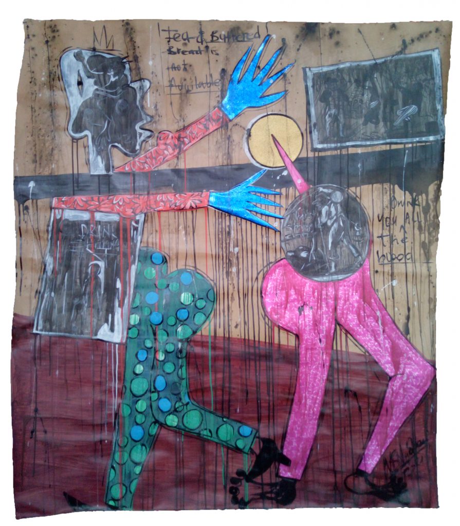 Blessing Ngobeni, You Drunk All the Blood, 2021, Mixed media on paper, 158x135cm Janet Rady Fine Art