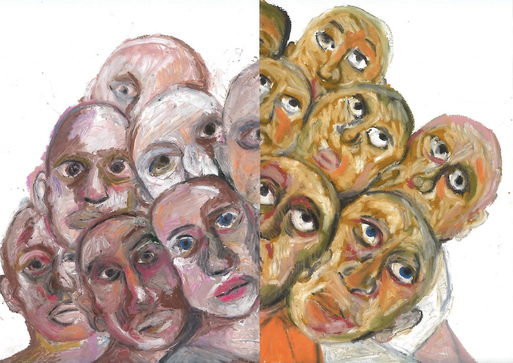 Jade van der Mark, Together But Separated 3, 2021, Oilstick on paper, 30x41cm, Janet Rady Fine Art Jade van der Mark, Together But Separated 3, 2021, Oilstick on paper, 30x41cm, Janet Rady Fine Art