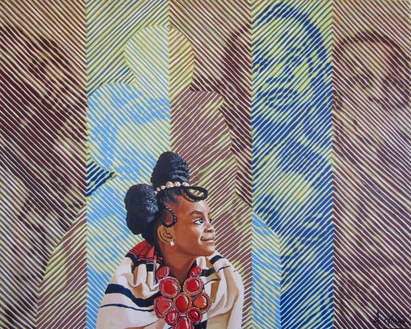 Alex Gbizié, La Petite Dauphine, 2022,100x80cm Janet Rady Fine Art