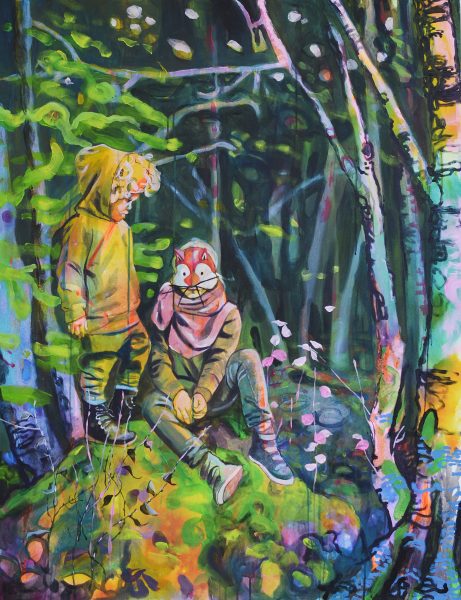 Daniel Freaker, Under the Silver Birch, 2021, Acrylic on canvas, 130x100cm Janet Rady Fine Art