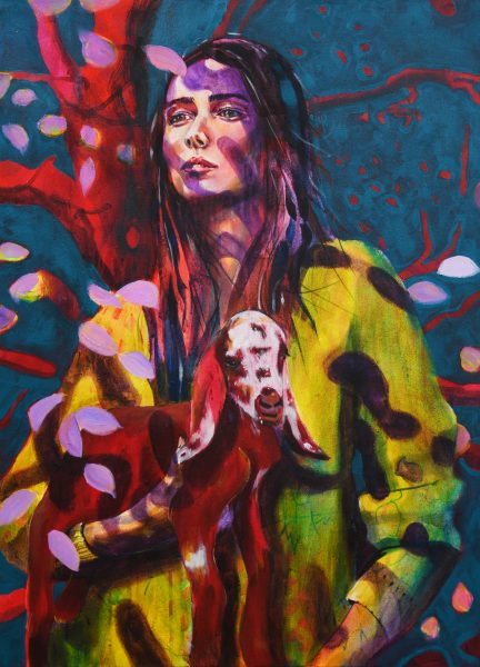 Daniel Freaker, Brave Together, 2021,Acrylic, spray and marker on canvas, 80x60cm, Janet Rady Fine Art