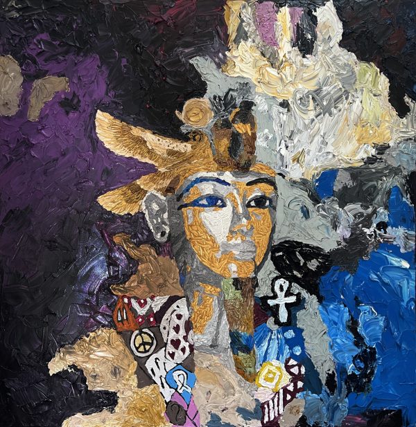 Hossam Dirar, Mysterious Legend, 2022, Oil on canvas,120x120cm Janet Rady Fine Art