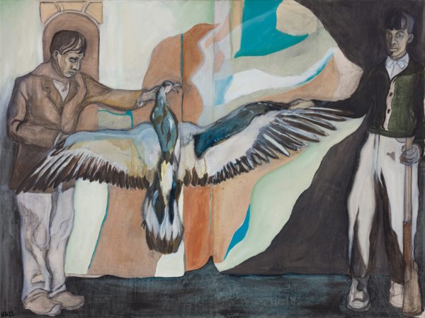 Huddie Hamper, War Eagle Killed By Herbert-Keeps-Eagle, 2022, Oil and charcoal on linen, 120x160cm Janet Rady Fine Art